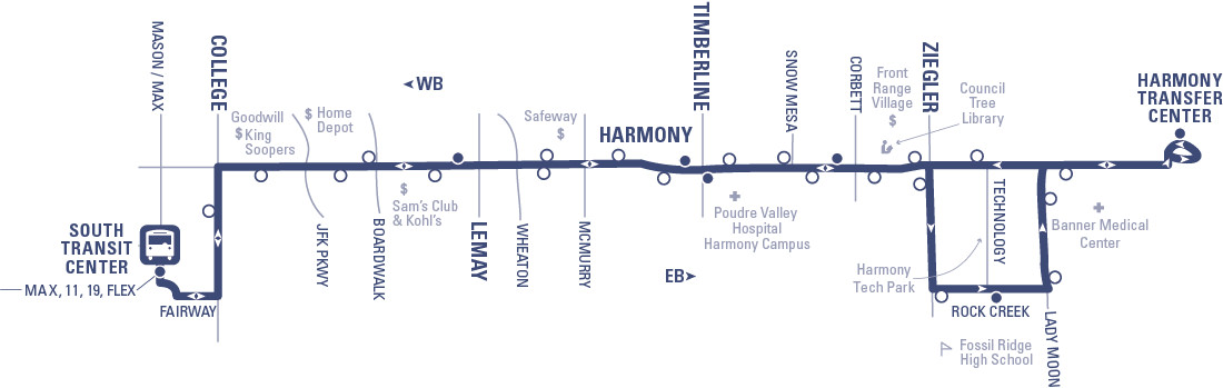 Route 16 - South Transit Center to Harmony Transfer Center via Harmony