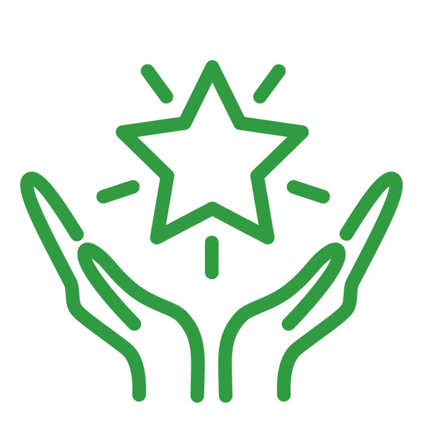 hands with star icon