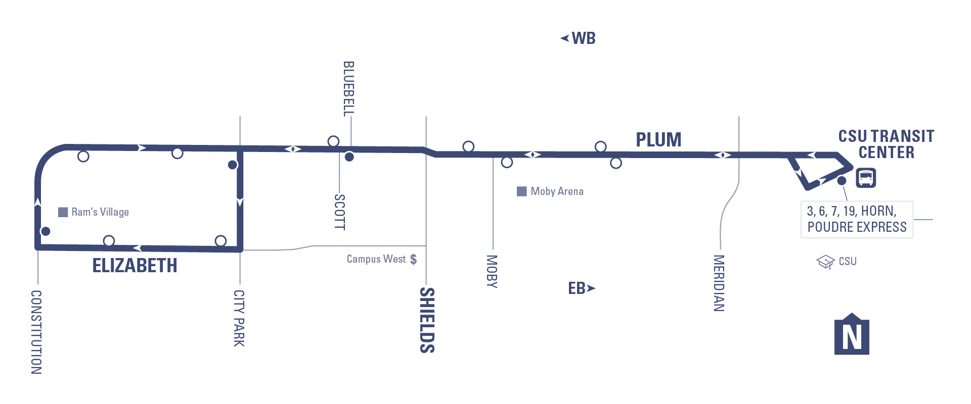 CSU Transit Center (CTC) to Ram